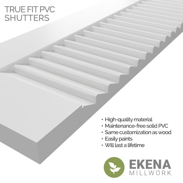 True Fit PVC, Two Equal Louver Shutters, Natural Twine, 15W X 49H
